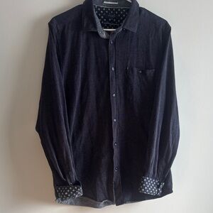 Ted Baker Men's Dark Blue Button-Down Shirt with flip cuff
